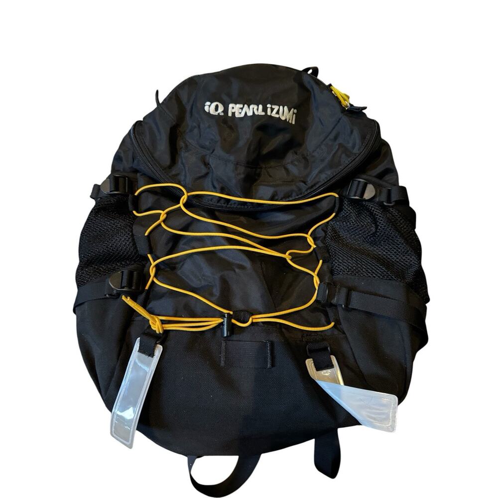 Pearl Izumi Cycling Backpack Black Yellow Rain Cover Bike Bag Hiking Travel